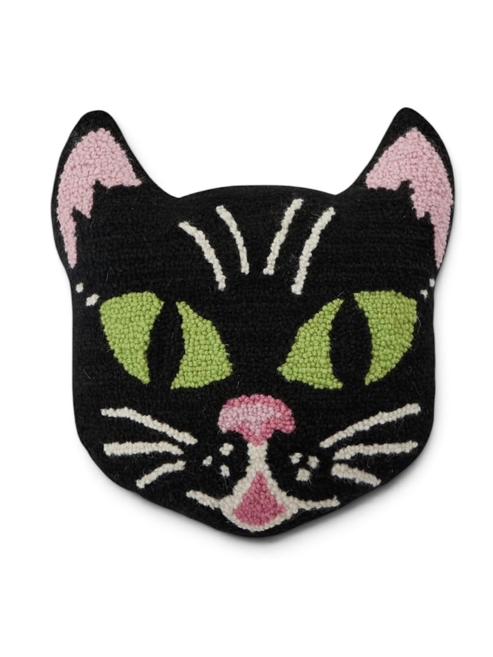 Halloween Cat Wool Hooked Pillow